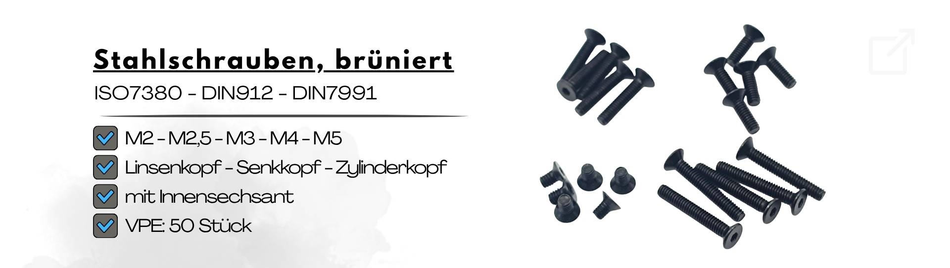 Buenierte Stahlschrauben mit Innensechskant