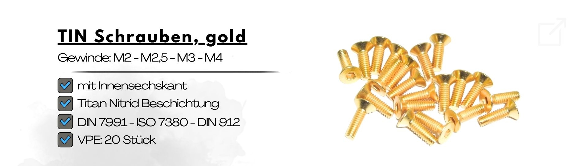 Titan Nitrid beschichtete Stahlschrauben, golden