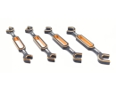 Mini Aluminium Doppel-Gabelschlüssel 4tlg Set schwarz gold - rcbay