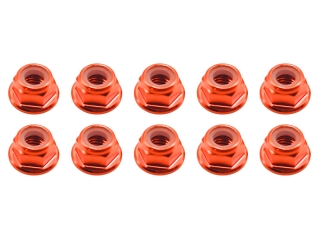 10x M2 Stoppmutter mit Flansch DIN6926 Aluminium orange - Mutter ohne Sperrverzahnung
