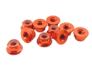 10x M2 Stoppmutter mit Flansch DIN6926 Aluminium orange - Mutter ohne Sperrverzahnung