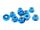 10x M2,5 Stoppmutter mit Flansch DIN6926 Aluminium hellblau - Mutter ohne Sperrverzahnung