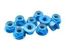 10x M2,5 Stoppmutter mit Flansch DIN6926 Aluminium hellblau - Mutter ohne Sperrverzahnung