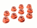 10x M2,5 Stoppmutter mit Flansch DIN6926 Aluminium orange - Mutter ohne Sperrverzahnung