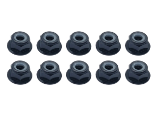10x M4 Stoppmutter mit Flansch DIN6926 Aluminium schwarz - Mutter ohne Sperrverzahnung