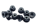 10x M4 Stoppmutter mit Flansch DIN6926 Aluminium schwarz - Mutter ohne Sperrverzahnung