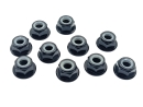 10x M4 Stoppmutter mit Flansch DIN6926 Aluminium schwarz - Mutter ohne Sperrverzahnung