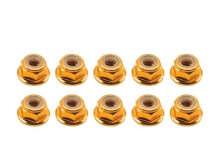 10x M5 Stoppmutter mit Flansch DIN6926 Aluminium gold - Mutter ohne Sperrverzahnung