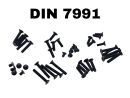 Senkkopf Linsenkopf Zylinderkopf Schraube Stahl M2 bis M5 DIN7991 ISO7380 DIN912 schwarz