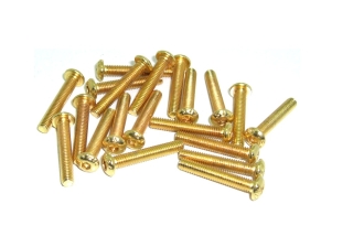 20x M3x18 ISO7380 goldene Linsenkopfschraube Stahl 12,9 Titan Nitrid beschichtet