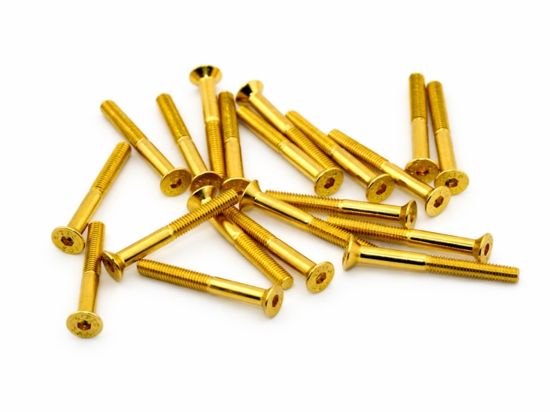 M3x10 Senkkopfschraube DIN7991 – Stahl 12.9, Titan Nitrid Beschichtet, Gold, 20 Stück – Für Hochfeste Verbindungen